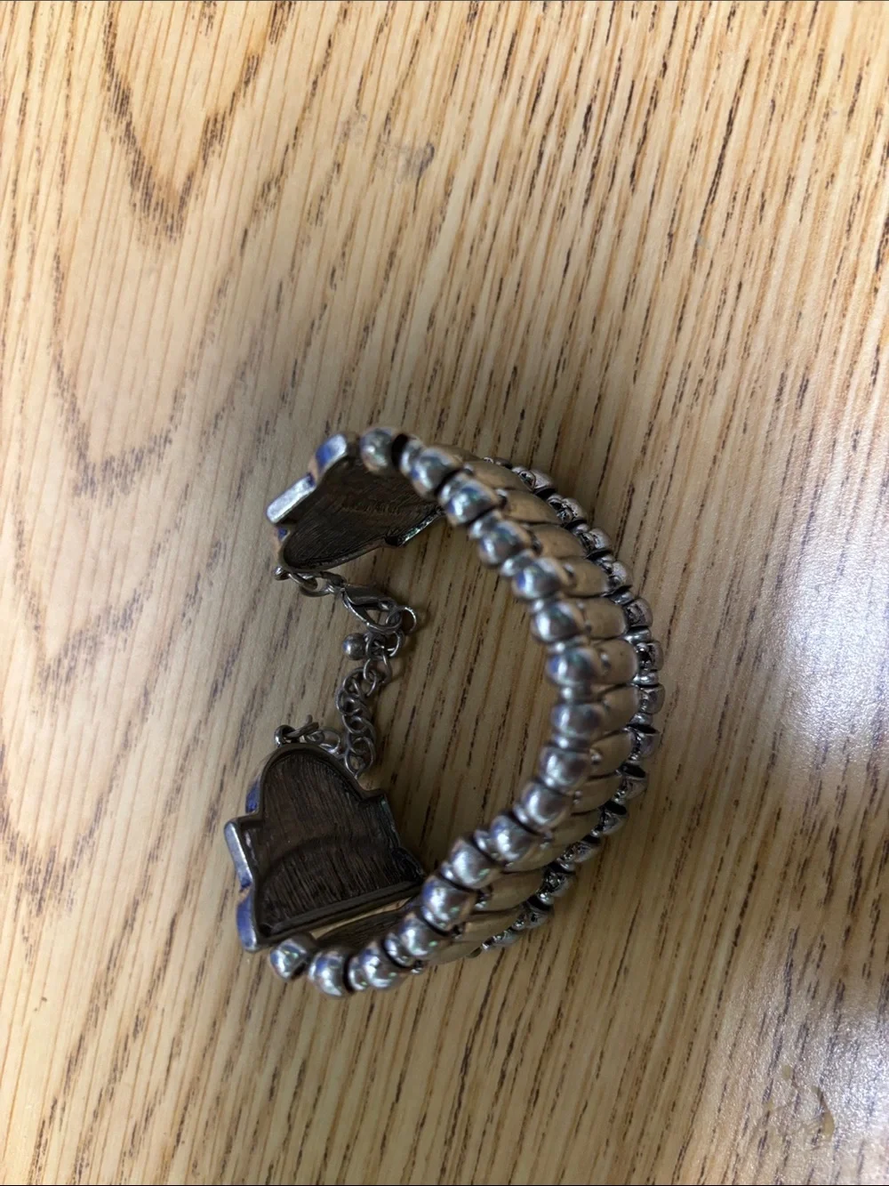 Unbranded Silver Tone Beaded Stretch Cuff Bracelet